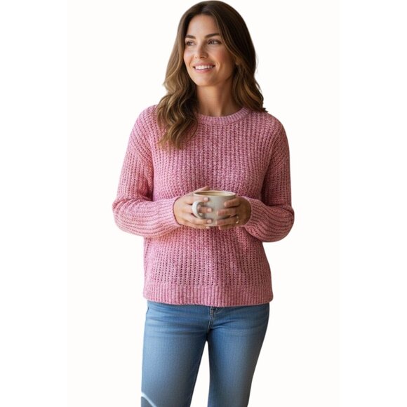 Talbots Sweaters - Talbots Petite Small Pink Open Knit Sweater Lightweight Pullover Long Sleeve
